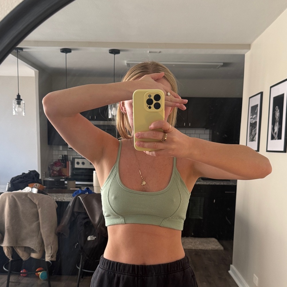 Sage Green Ribbed Bra
